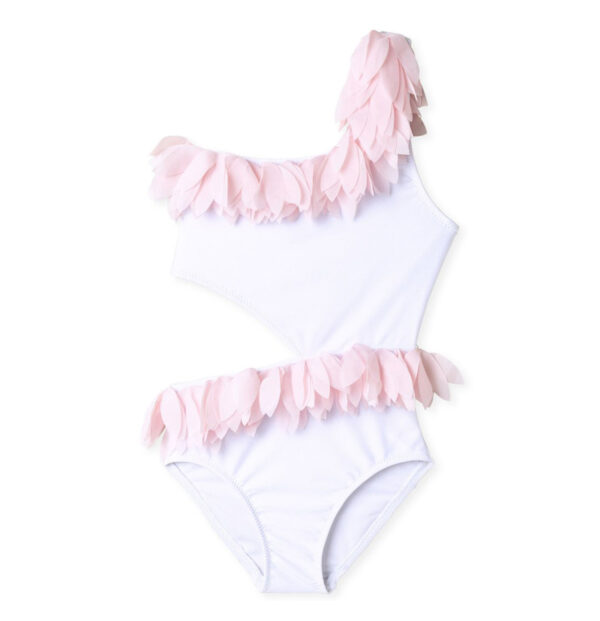 girls pink petals bathing suit