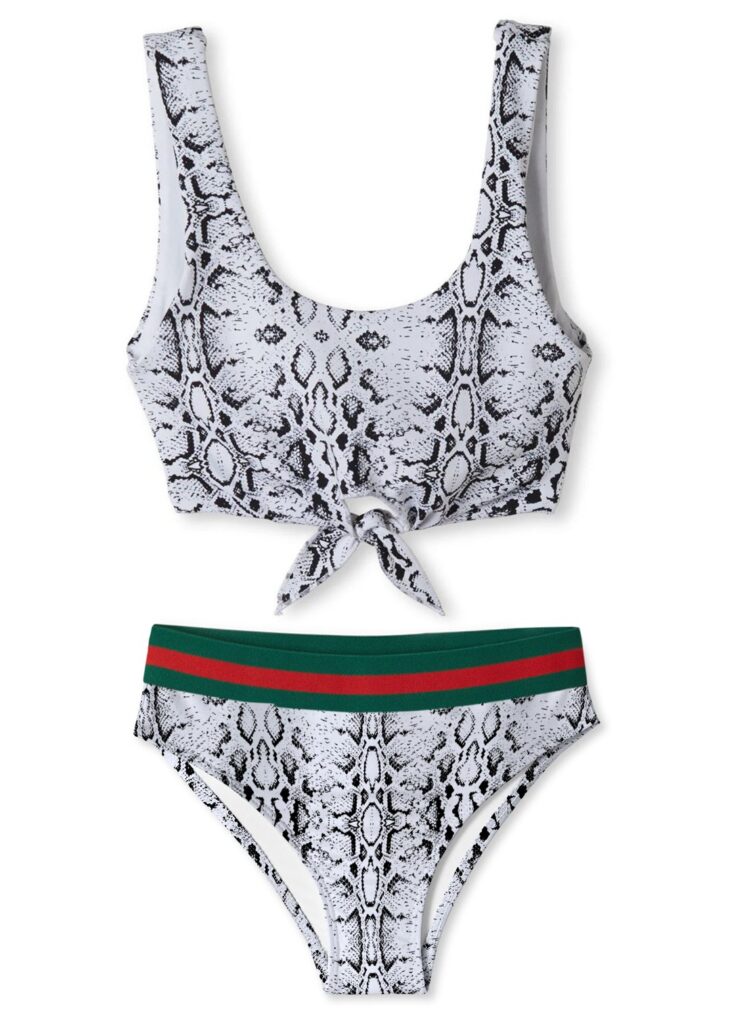 Snake Print Bikini With Green Red Belt | Fox House | Kids Swimwear